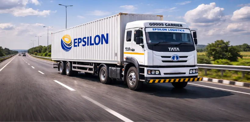 Container trucks transporting cargo on highway for road freight services